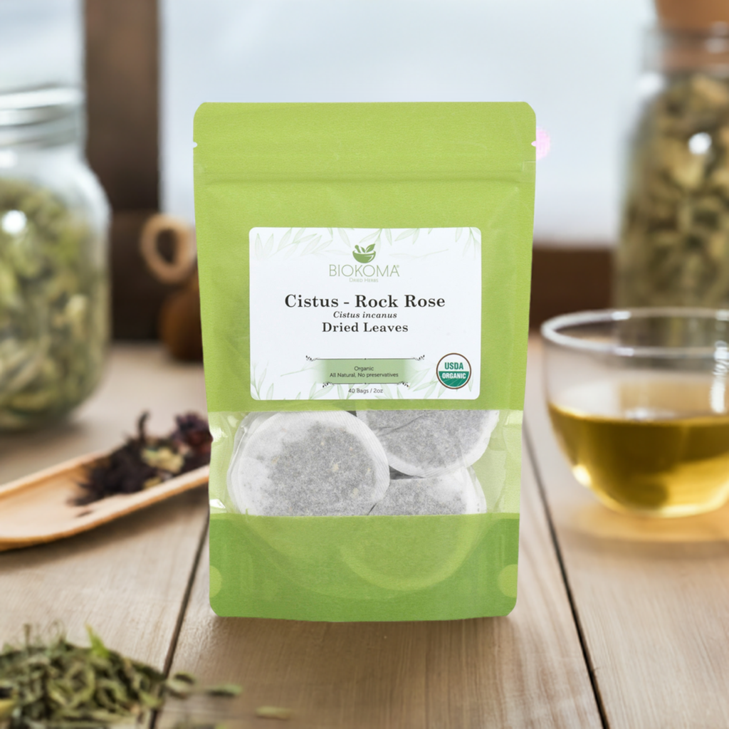 Organic Herb - Cistus - Rock Rose (Cistus Incanus) Organic Dried Leaves 40 Tea Bags 2oz - Albanian