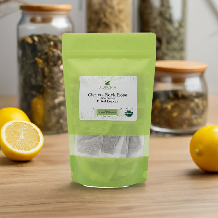 Organic Herb - Cistus - Rock Rose (Cistus Incanus) Organic Dried Leaves 60 Tea Bags 3oz - Turkish